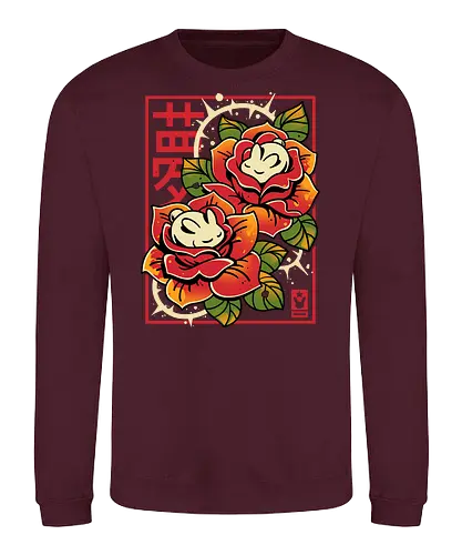 Naptime in Roses - cute rabbit, bunny, roses, sleeping, botanical art, dreamy, floral, japanese, kawaii animal, nature, zen, flowers, soft - Sweatshirt