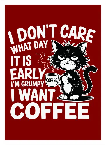 I don't care what day it is early i'm grumpy i want coffee
