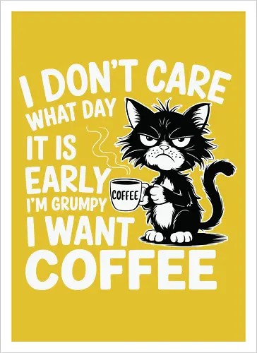 I don't care what day it is early i'm grumpy i want coffee