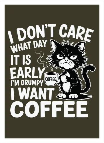 I don't care what day it is early i'm grumpy i want coffee