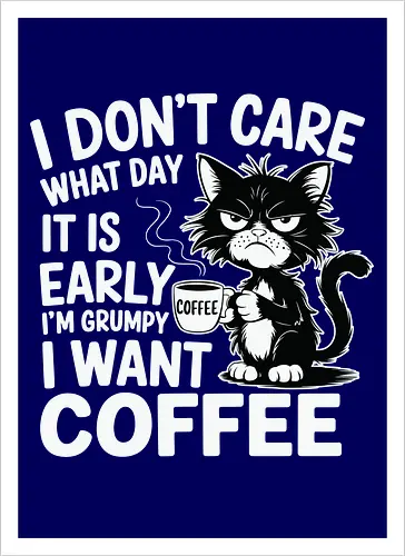 I don't care what day it is early i'm grumpy i want coffee