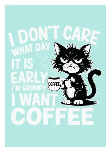 I don't care what day it is early i'm grumpy i want coffee