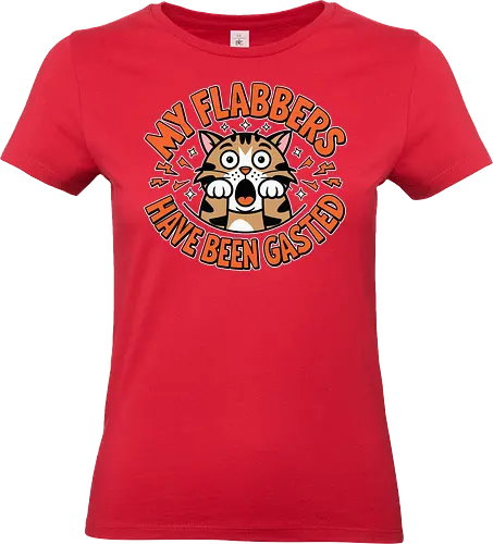 My Flabbers Have Been Gasted - cat, cartoon, surprised, humor, phrase, lettering, orange, expression, typography - Standard T-Shirt (Women)