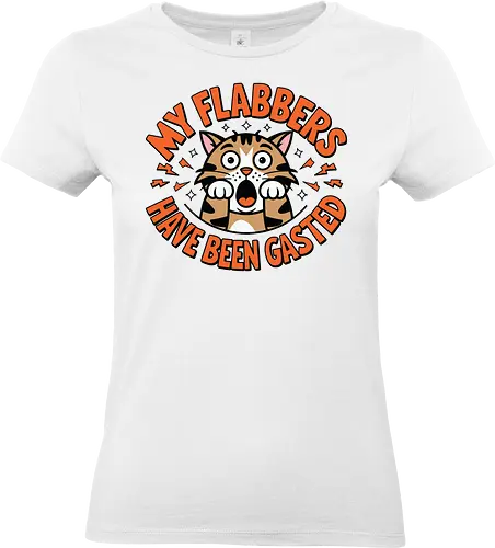 My Flabbers Have Been Gasted - cat, cartoon, surprised, humor, phrase, lettering, orange, expression, typography - Standard T-Shirt (Women)