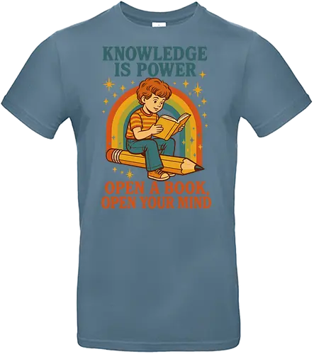 Knowledge is power - reading, child, pencil, rainbow, stars, knowledge, education, inspiration, colorful, learning - Standard T-Shirt