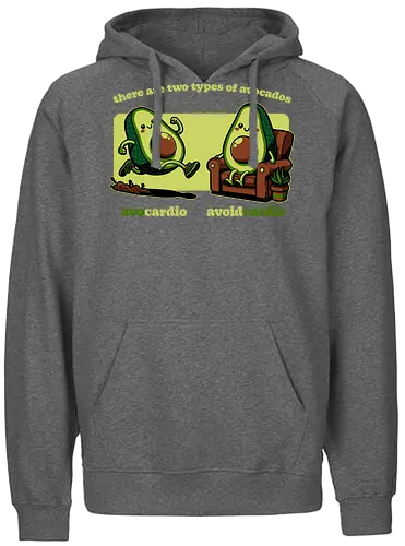 Avocado Tired Exercise - Exercise, avocado, food, run, fun, funny, happy, adorable, pun, vegan, guacamole, cardio, tired, lazy - Fairtrade Hoodie