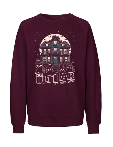 Cats Visit Ulthar - Cute, Horror, Lovecraft, H.P. Lovecraft, lovecraftian, cosmic horror, horror, dreamwalker, dreamer dreamland, cat, cats, black cat, pet, ulthar, visit, poster, dream, dreaming - Fairtrade Sweatshirt