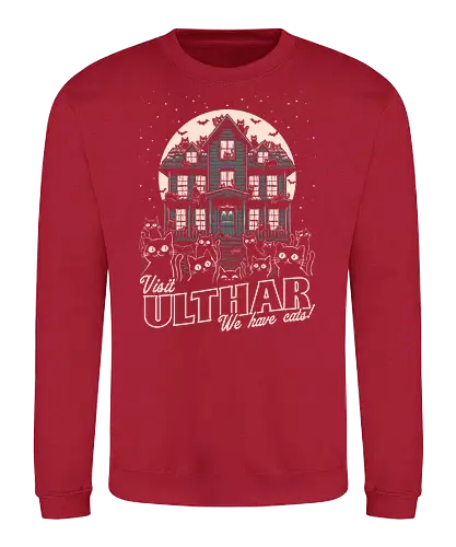 Cats Visit Ulthar - Cute, Horror, Lovecraft, H.P. Lovecraft, lovecraftian, cosmic horror, horror, dreamwalker, dreamer dreamland, cat, cats, black cat, pet, ulthar, visit, poster, dream, dreaming - Sweatshirt