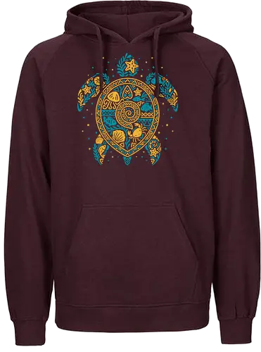 Sea Turtle Mosaic - sea turtle, beach vibes, fish, marine life, ocean lover, aquatic, shell, summer, tribal, tropical, wildlife, holidays, polynesian, hawaii - Fairtrade Hoodie