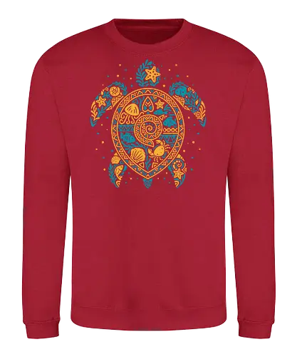 Sea Turtle Mosaic - sea turtle, beach vibes, fish, marine life, ocean lover, aquatic, shell, summer, tribal, tropical, wildlife, holidays, polynesian, hawaii - Sweatshirt