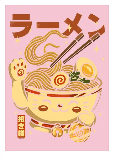 Süße Glückskatze Ramen