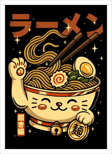 Süße Glückskatze Ramen