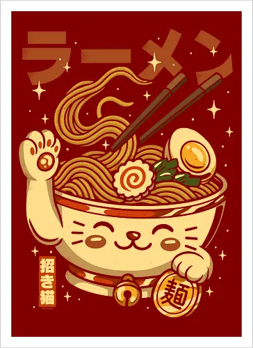 Süße Glückskatze Ramen