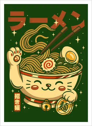 Süße Glückskatze Ramen