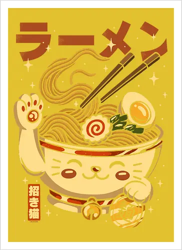 Süße Glückskatze Ramen