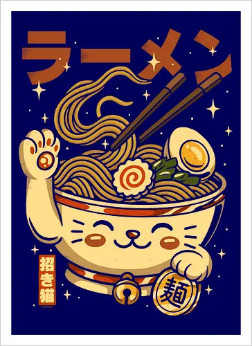Süße Glückskatze Ramen