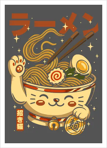 Süße Glückskatze Ramen