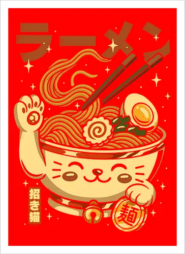 Süße Glückskatze Ramen