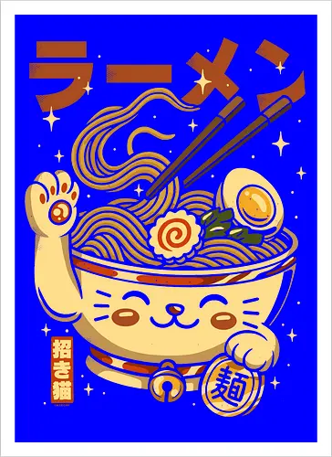 Süße Glückskatze Ramen
