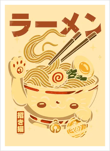 Süße Glückskatze Ramen