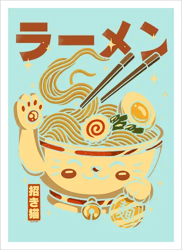 Süße Glückskatze Ramen