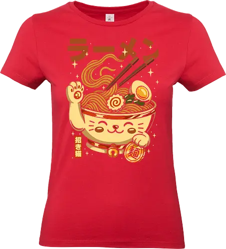 Süße Glückskatze Ramen - maneki neko, neko, ramen, japan, anime, manga, glückliche katze, lustig, lebensmittel, feinschmecker, ästhetisch, abbildung, nudeln, nudeln ramen, cool, lm2kone - Standard T-Shirt (Women)