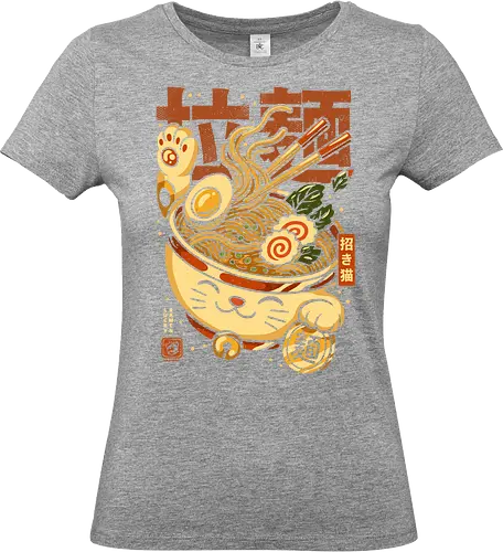 Lucky Cat Nudeln Ramen - Maneki Neko, Neko, Ramen, Japan, Anime, Manga, Glückskatze, lustig, Essen, Foodie, Ästhetik, Illustration, Nudeln, Ramen-Nudeln, cool, lm2kone - Standard T-Shirt (Women)
