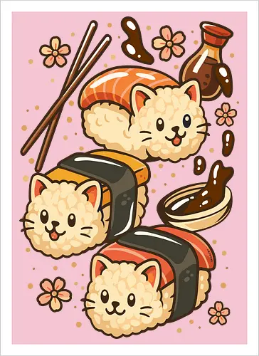 Süße Sushi-Katzen
