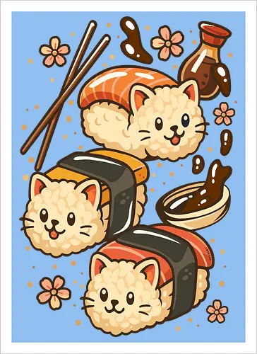 Süße Sushi-Katzen