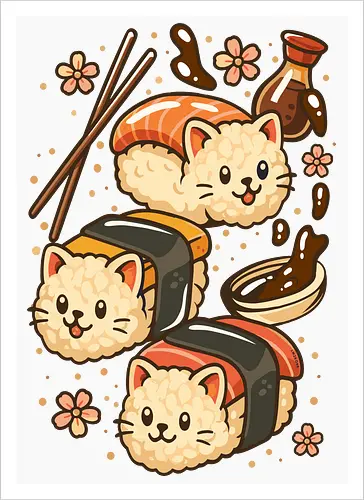 Süße Sushi-Katzen