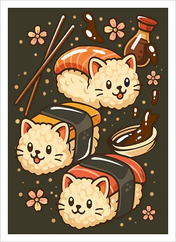 Süße Sushi-Katzen