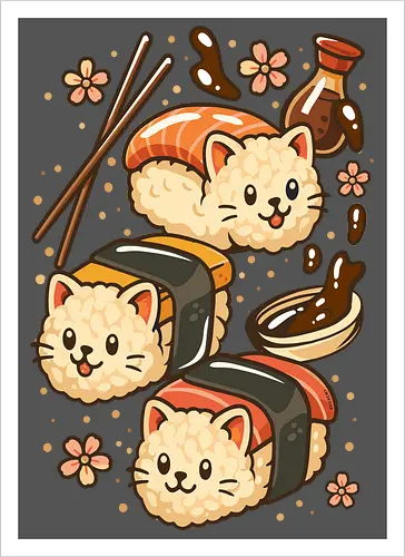 Süße Sushi-Katzen