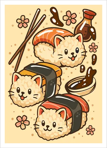 Süße Sushi-Katzen