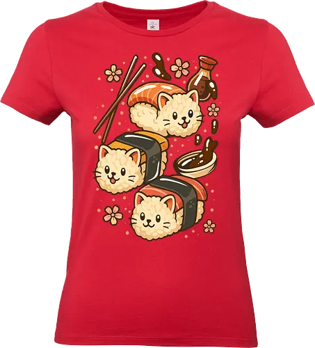 Süße Sushi-Katzen - Lustig, Katze, Kätzchen, Sushi, Sushi-Rolle, Kätzchen, Essen, Japan, Japanisch, Anime, süß, Kawaii, süße Katze, Ästhetik, Illustration, Planeten, Mond, cool, lm2kone - Standard T-Shirt (Women)
