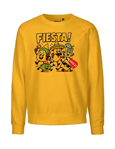 Fiesta - fiesta, mexican food, taco, guacamole, burrito, sombrero, cheerful, dancing, cartoon, celebration - Fairtrade Sweatshirt