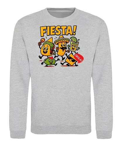 Fiesta - fiesta, mexican food, taco, guacamole, burrito, sombrero, cheerful, dancing, cartoon, celebration - Sweatshirt