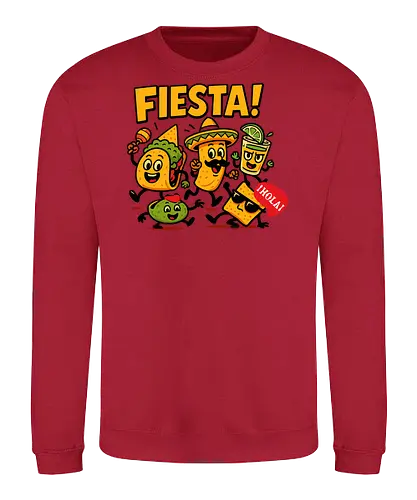 Fiesta - fiesta, mexican food, taco, guacamole, burrito, sombrero, cheerful, dancing, cartoon, celebration - Sweatshirt