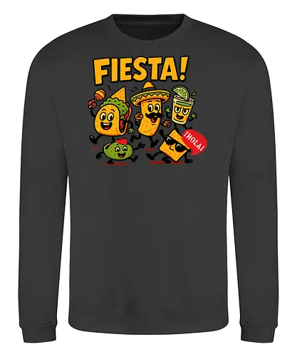 Fiesta - fiesta, mexican food, taco, guacamole, burrito, sombrero, cheerful, dancing, cartoon, celebration - Sweatshirt