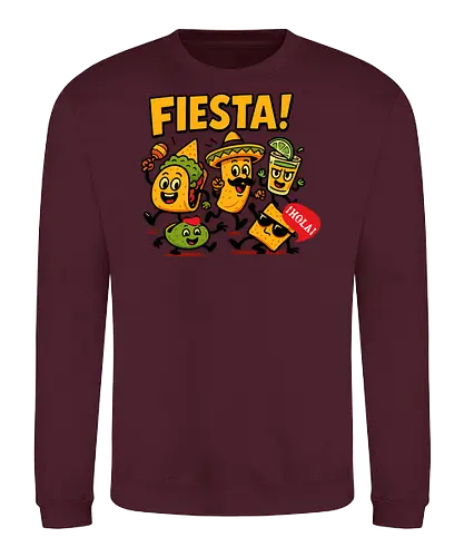 Fiesta - fiesta, mexican food, taco, guacamole, burrito, sombrero, cheerful, dancing, cartoon, celebration - Sweatshirt