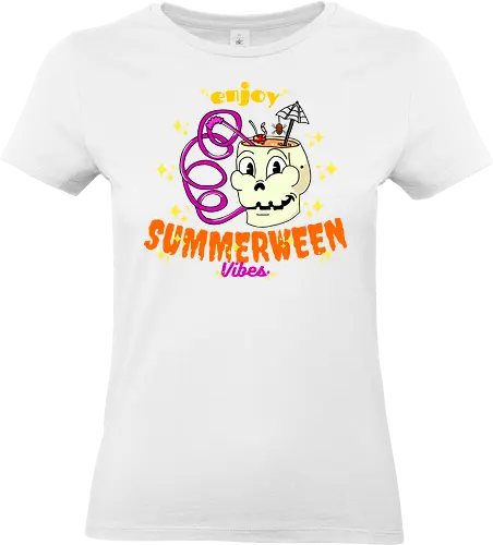 Summerween Vibes - Summerween, Halloween, Schädel, Tropisch, Strand, Cocktail, Spukig, Lustig, Sonnenschein, Getränk, Süß, Verrückt, Urlaub, Trendig, Schirm, Zombie, Pool, Party, Hell, Cartoon, Sommer, Schrecken, Saft, Entspannt, Einzigartig - Standard T-Shirt (Women)