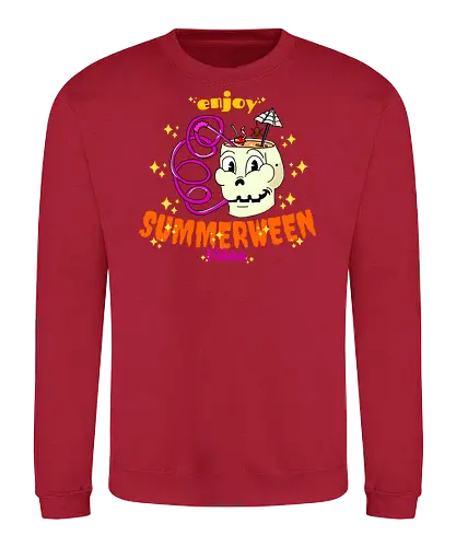 Summerween Vibes - Summerween, Halloween, Schädel, Tropisch, Strand, Cocktail, Spukig, Lustig, Sonnenschein, Getränk, Süß, Verrückt, Urlaub, Trendig, Schirm, Zombie, Pool, Party, Hell, Cartoon, Sommer, Schrecken, Saft, Entspannt, Einzigartig - Sweatshirt