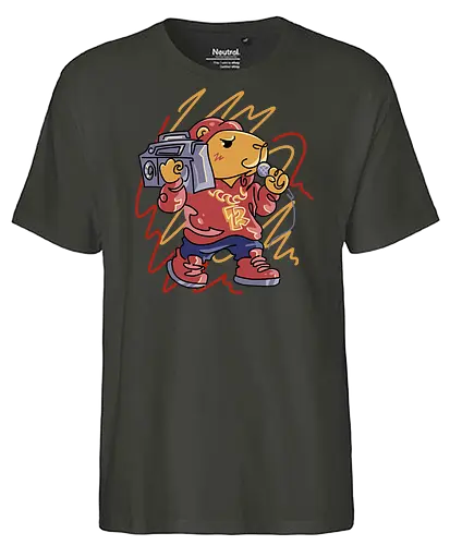 capybarapper  - capybara, exotics, animal, fun, funny, summer, holiday, vacation, vintage, surfing, viking, knight, cute, rapper, music - Fairtrade T-Shirt