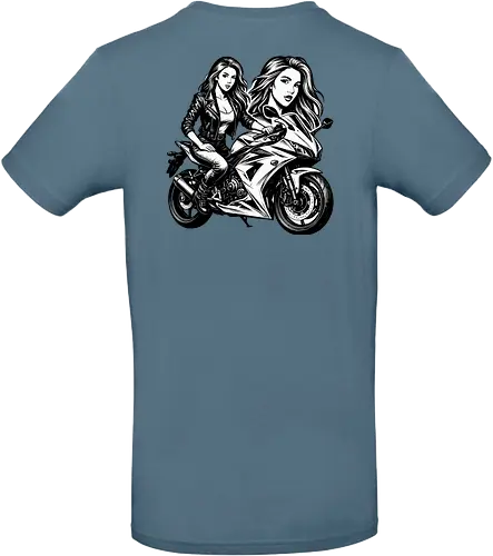 Drehmomenta - Motorrad, Frau, Lederjacke, Streetwear, Schwarz-Weiß, Illustration, Grafik, Freisteller, urban, edgy, modern, cool, Power, Style, Rebel, Riding, Motorradfahrer, Fashionprint, Hoodie, Kunst, Design, minimalistisch, selbstbewusst, stark, Motorradkunst, Charakter, Pose, Linienzeichnung, Grafikstil - Standard T-Shirt