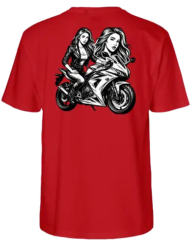 Drehmomenta - Motorrad, Frau, Lederjacke, Streetwear, Schwarz-Weiß, Illustration, Grafik, Freisteller, urban, edgy, modern, cool, Power, Style, Rebel, Riding, Motorradfahrer, Fashionprint, Hoodie, Kunst, Design, minimalistisch, selbstbewusst, stark, Motorradkunst, Charakter, Pose, Linienzeichnung, Grafikstil - Fairtrade T-Shirt