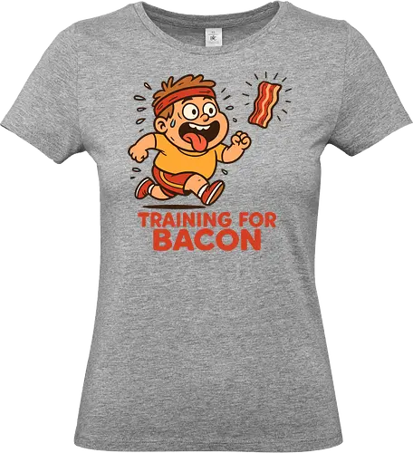 training for bacon - cartoon, running, headband, sneakers, bacon, humor, training, character, energetic, illustration - Standard T-Shirt (Women)