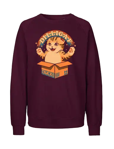 DILLIGAF - dilligaf, idgaf, I don't care, cute cat, kawaii, bored cat, introvert, mind your business, sarcasm, anti human, hate morning, anti social, funny, memes, internet meme, parody, humor, hilarious, vintage colors, retro style, hate poeple - Fairtrade Sweatshirt