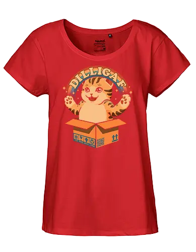 DILLIGAF - dilligaf, idgaf, I don't care, cute cat, kawaii, bored cat, introvert, mind your business, sarcasm, anti human, hate morning, anti social, funny, memes, internet meme, parody, humor, hilarious, vintage colors, retro style, hate poeple - Fairtrade Girl Shirt