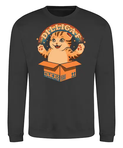 DILLIGAF - dilligaf, idgaf, I don't care, cute cat, kawaii, bored cat, introvert, mind your business, sarcasm, anti human, hate morning, anti social, funny, memes, internet meme, parody, humor, hilarious, vintage colors, retro style, hate poeple - Sweatshirt