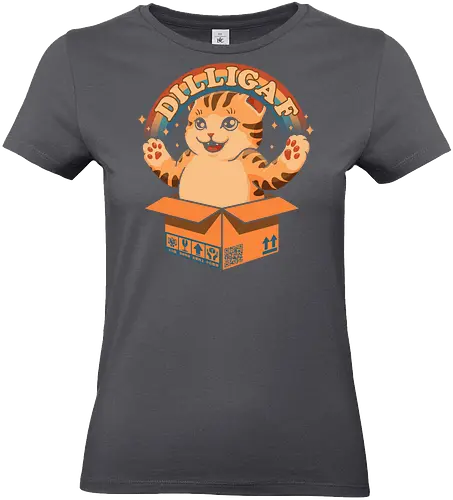 DILLIGAF - dilligaf, idgaf, I don't care, cute cat, kawaii, bored cat, introvert, mind your business, sarcasm, anti human, hate morning, anti social, funny, memes, internet meme, parody, humor, hilarious, vintage colors, retro style, hate poeple - Standard T-Shirt (Women)