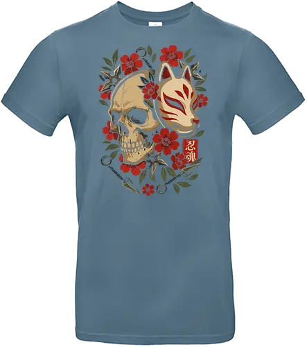 Kitsune-Maskenschädel - kitsune, kitsune maske, japan, japanisch, anime, manga, dämonentöter, tanjiro, illustration, lm2kone, geek, cadeau, asiatisch, kunai, ninja, samurai, shinobi - Standard T-Shirt